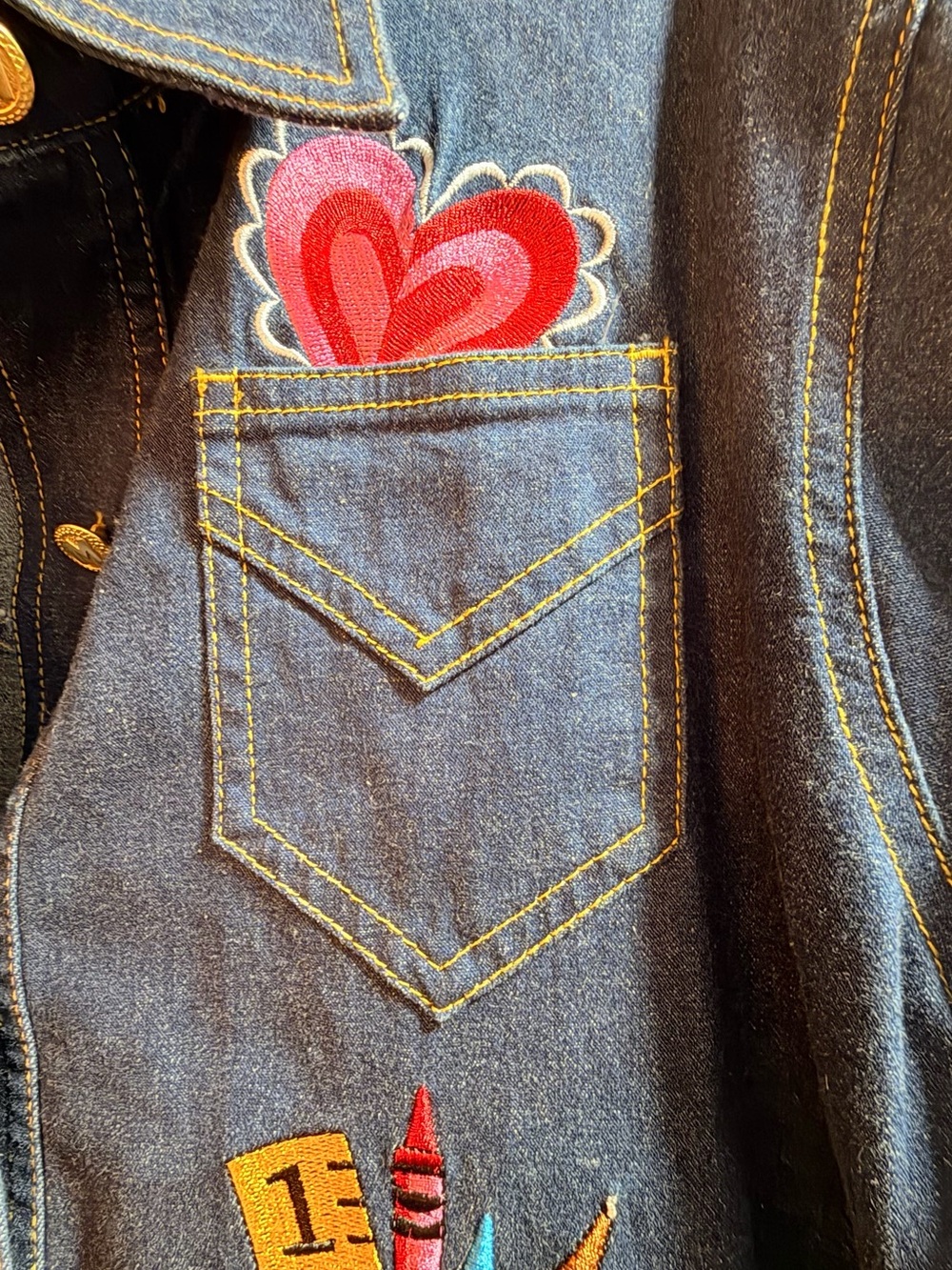 Lot2 SZ MED Bob Mackie Wearable Art Dark Denim Shirt Jacket Embroidered & Hat - Picture 12 of 16